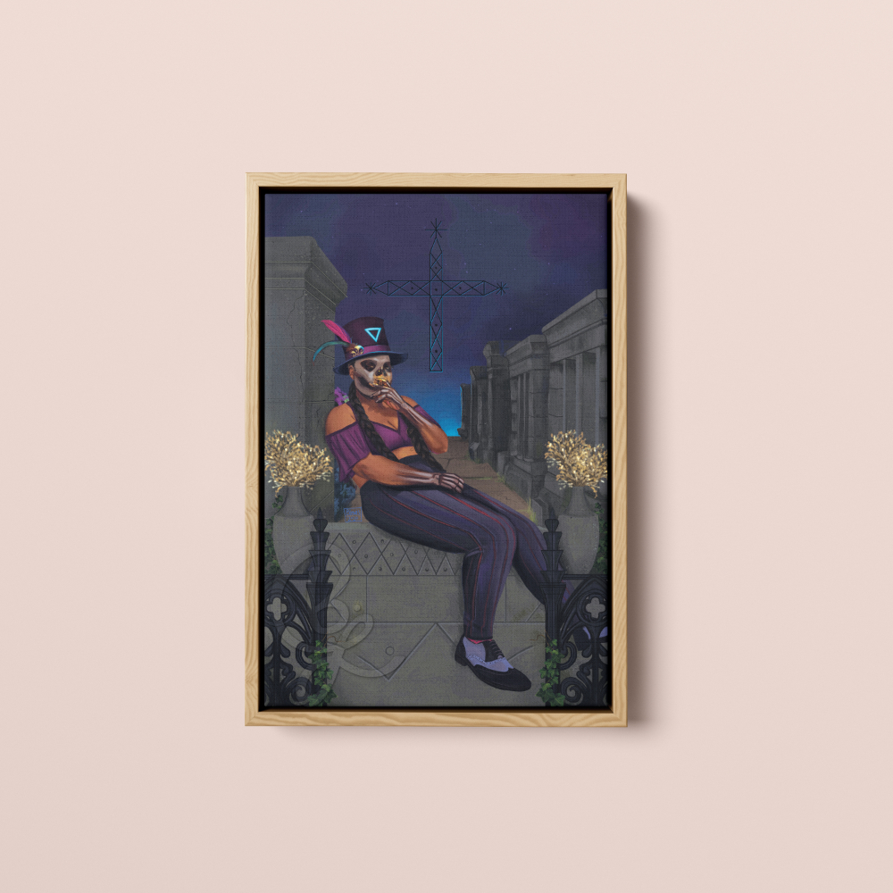 BLewisArts Death Canvas Print in Natural Wood Frame