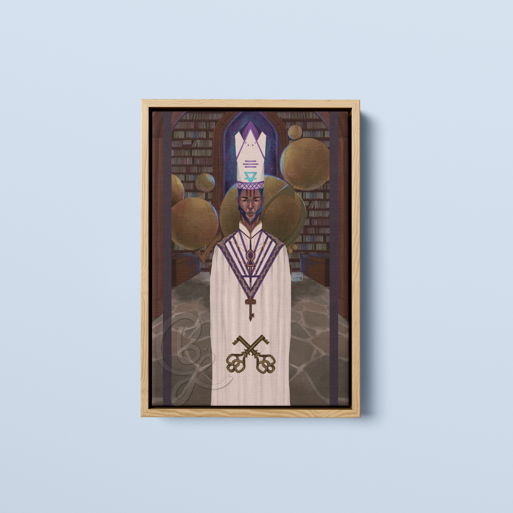 Hierophant Canvas Print in Natural Frame