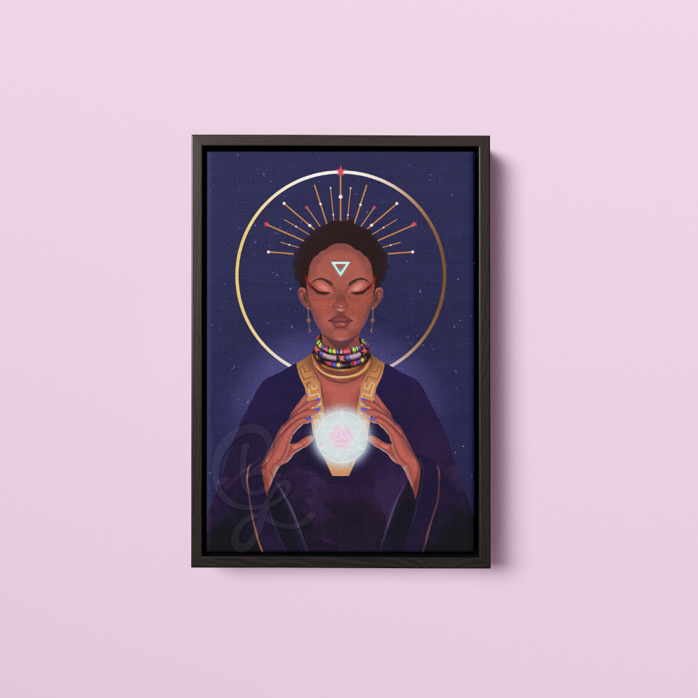 High Priestess Canvas in Black Frame