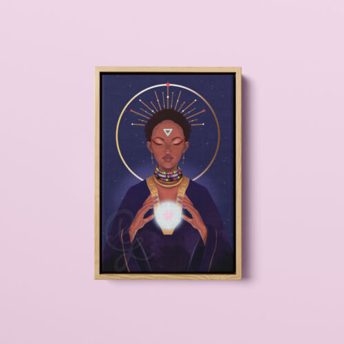 High Priestess Canvas Print Natural Wood Frame