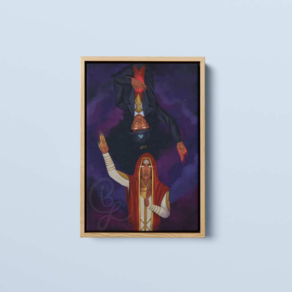 The Magician Canvas Print in Natural Frame