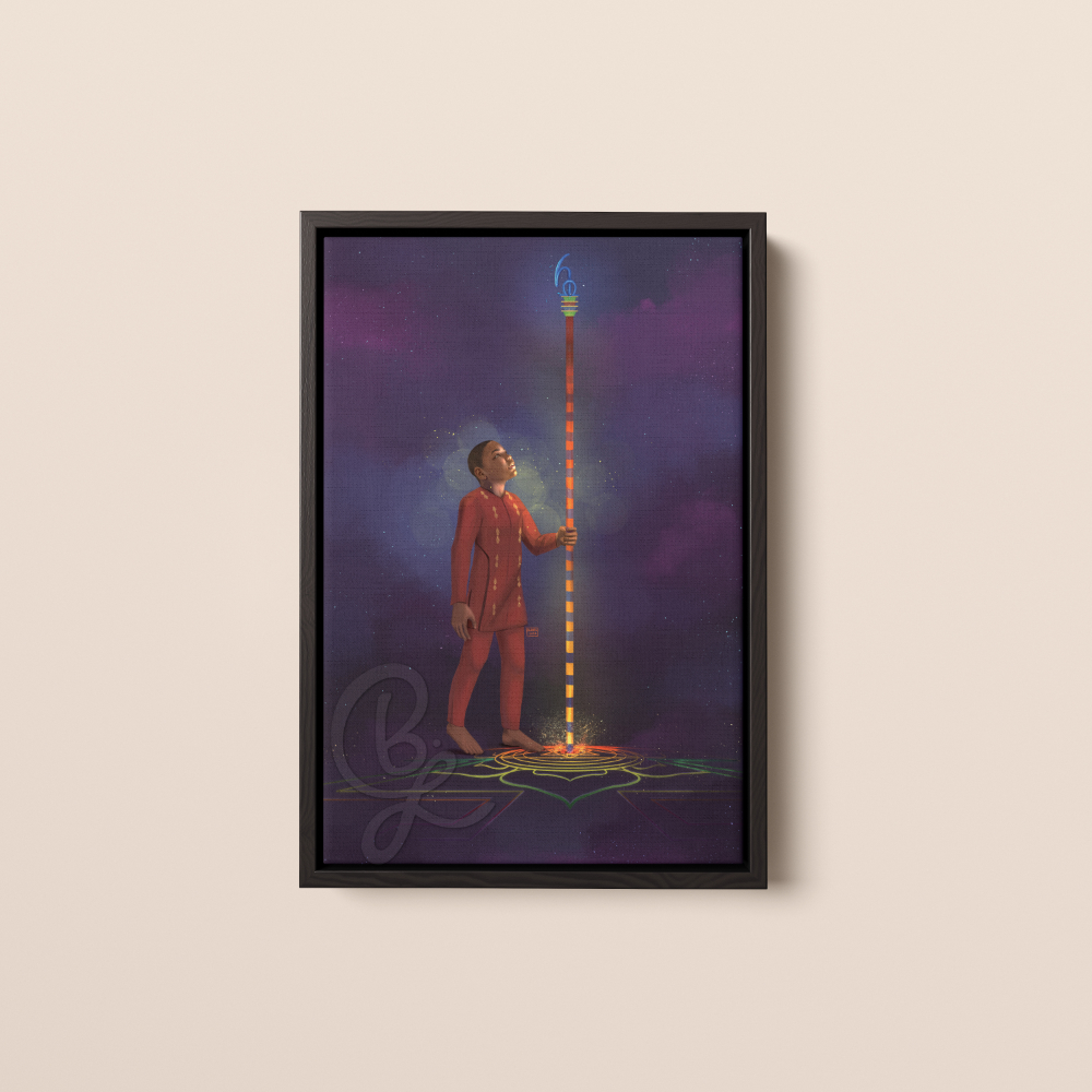 Page of Wands in Black Frame