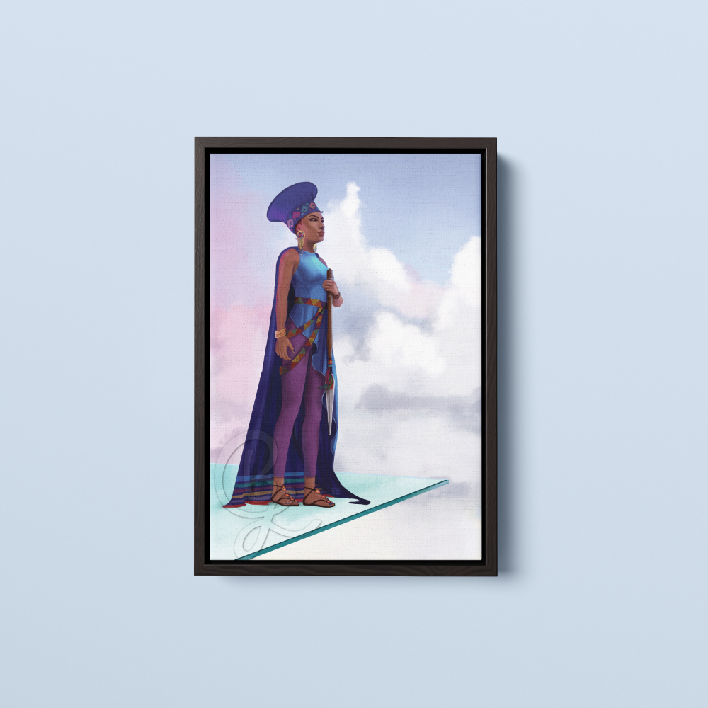 Queen of Swords in Black Frame