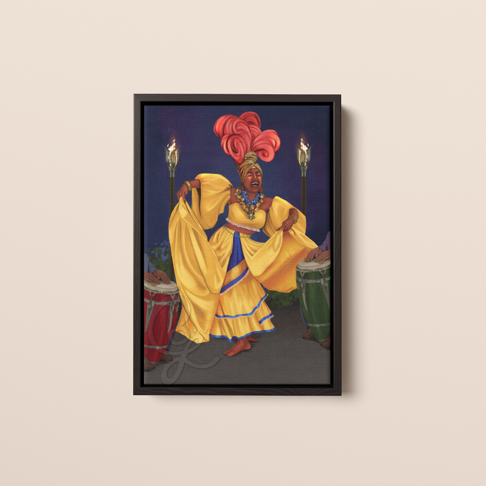 Queen of Wands in Black Frame